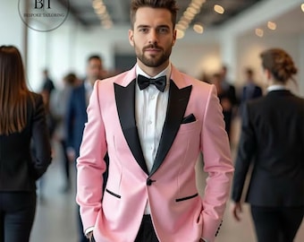 Hellrosa Anzug für Männer • Maßgeschneiderter 2-teiliger Hochzeitsanzug • Rosa Handgemachter Bräutigam Anzug • Formelles Rosa Herrenanzug Outfit