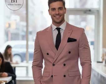 Rose Pink Zweireihiger Anzug für Männer • Maßgeschneiderter 2-teiliger Hochzeitsanzug • Rosa Handgemachter Bräutigam Anzug • Formelles Rosa Herrenanzug Outfit
