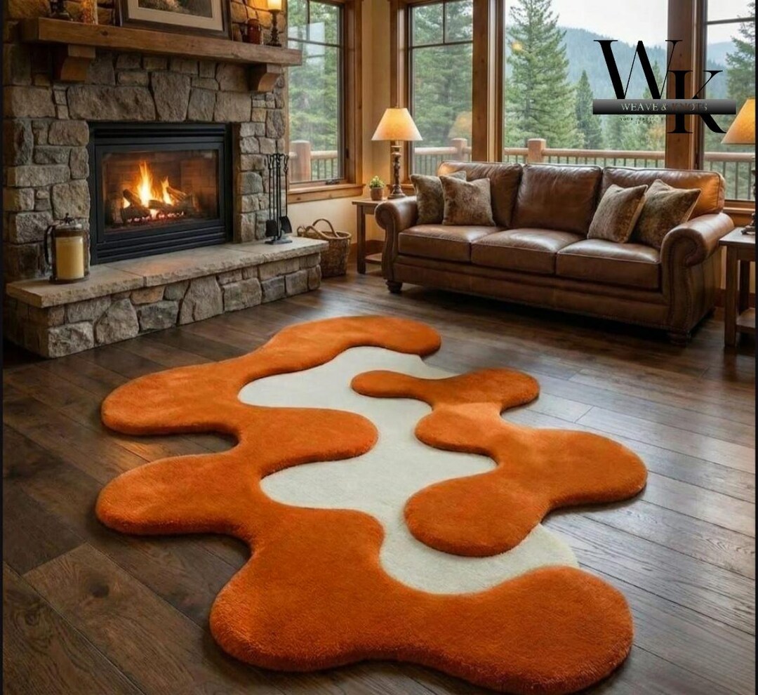 Irregular Shape Hand Tufted Wool Area Rug – Abstract Modern Statement ...