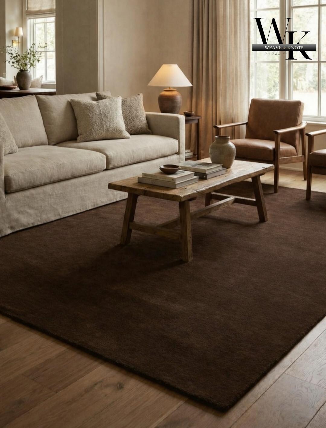 Hand Tufted Wool Area Rug – Solid Brown Plush Modern Rug - Etsy