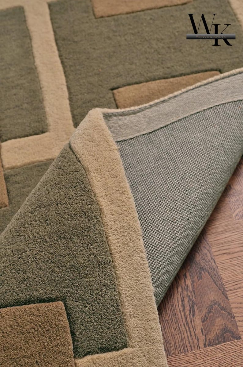 Carter Rugs Geometric Modern Grid Tufted Wool Rug – Geometric Square Pattern Carpet for ...