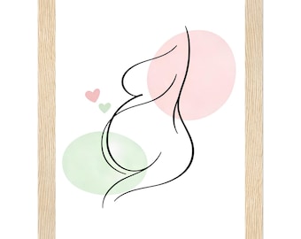 Motherhood Line Art Print | Neutral Nursery Silhouette Poster