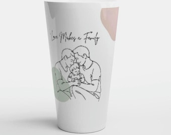 Two Dads Latte Mug – Minimalist Line Art Family Coffee Cup – LGBTQ New Parent Gift