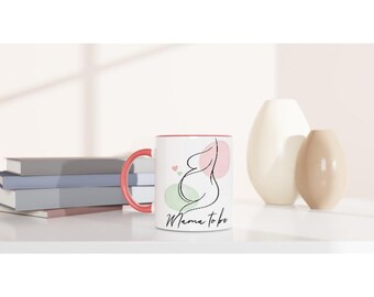 Mama To Be Mug | Minimalist Line Art Pregnancy Gift, Baby Shower Coffee Cup