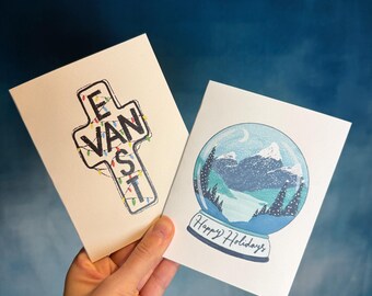 Pacchetto di 2 biglietti Mix & Match — Biglietti di auguri illustrati a mano