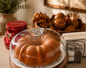 Handmade Wood Cake Stand with Acrylic Dome Lid