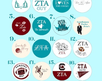 Gamecock Zeta Tau Alpha | 3 in. Pinback Buttons