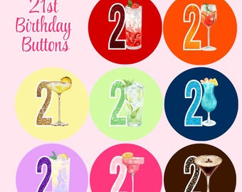 21st Birthday Buttons - 3"