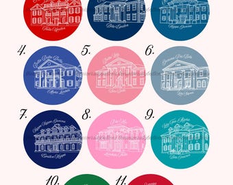 Custom South Carolina Sorority Houses | 3 in. Pinback Buttons