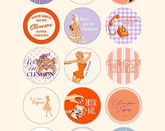 Vintage Clemson Tiger | 3 in. Pinback Buttons
