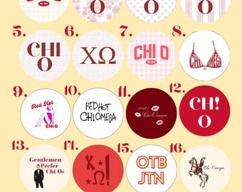 Set 1: Gamecock Chi Omega | 3 in. Pinback Buttons