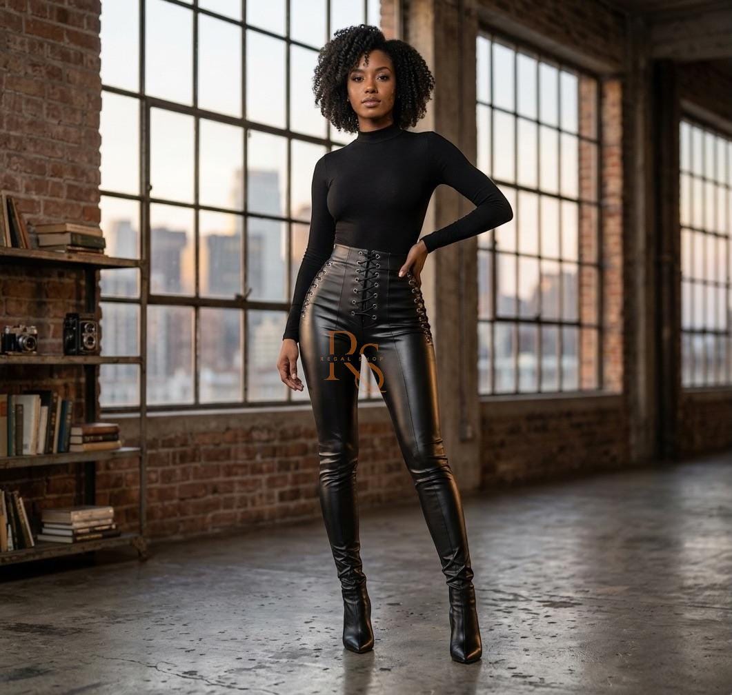 Leather Pants With Laceup - Etsy