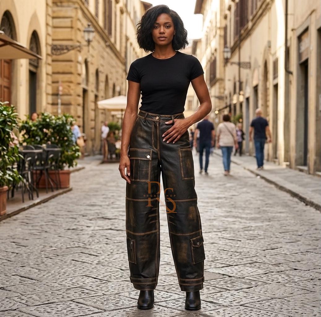 Vintage Leather Wide Leg Pants - Etsy