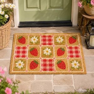 Zerbino Mandala Boho, Tappeto Esterno Terracotta, Zerbino Bordo Greco, Decorazione Porta Fiori Etnici, Regalo Casa Nuova, Tappeto Ingresso
