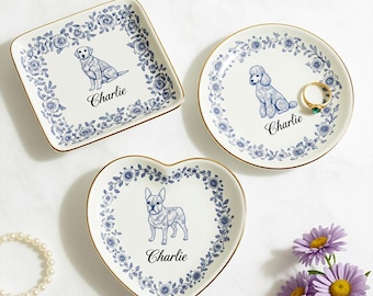 Benutzerdefinierte Pet Ring Dish, personalisierte Hund Katze Schmuck Tablett, handgezeichnete Welpen Schmuckstück Schüssel, Geschenk für Tierliebhaber, Brautjungfer Geschenk, Tier Gedenkstätte