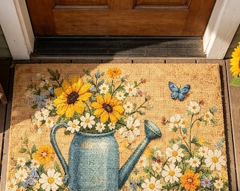 Zerbino Fiori Selvatici, Zerbino Margherite Benvenuto, Decorazione Porta Cottagecore Esterno, Tappeto Ingresso Giardino Fattoria