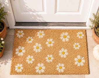Zerbino Margherita, Zerbino Motivo Floreale, Zerbino Cottagecore in Cocco, Tappeto Ingresso Fiori Carino, Decorazione Porta Primavera Estate