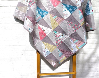 Modern Triangle lap quilt, comforter, twin bed quilt