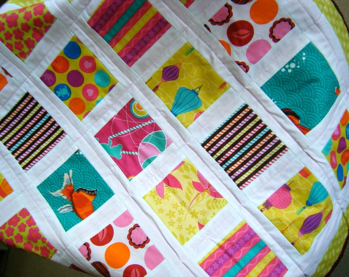 Playdate Baby Quilt With Fleece Backing in Hot Pink Etsy