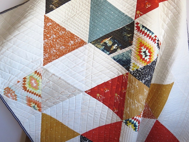Southwest Lap Quilt Quilt Modern Geometric Patchwork Throw | Etsy