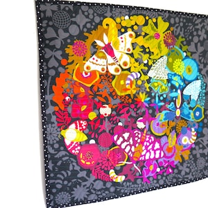 Rainbow wall quilt modern wall hanging gender neutral play mat or table topper