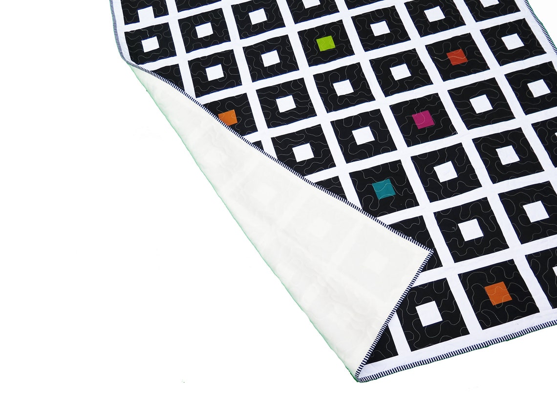 Black and White Lap Quilt Modern Geometric Quilt Modern Home Etsy