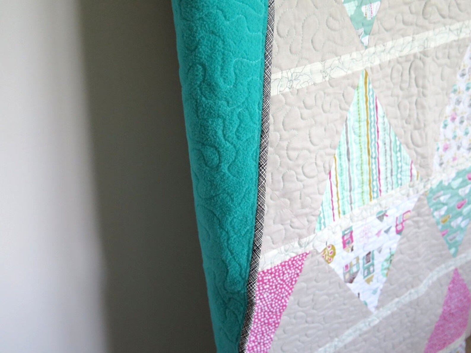 Pink Blue Toddler Quilt Baby Blanket Triangle Quilt Modern Etsy UK