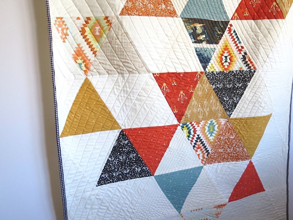 Southwest Lap Quilt Quilt Modern Geometric Patchwork Throw Burnt Orange ...