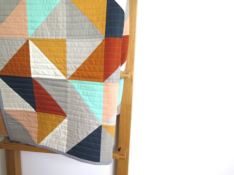 Triangles Baby Quilt Modern Geometric Toddler Blanket Gender Etsy