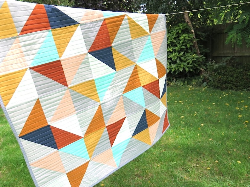 Triangles Baby Quilt Modern Geometric Toddler Blanket Gender Etsy