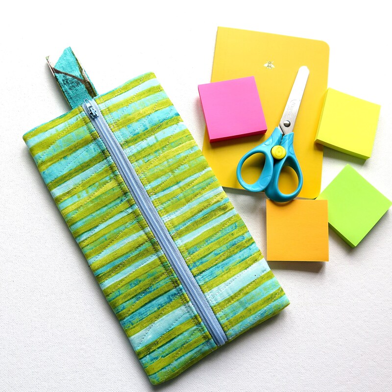 Green - Handmade Cotton Quilted Pencil Pouch 25 main image 0