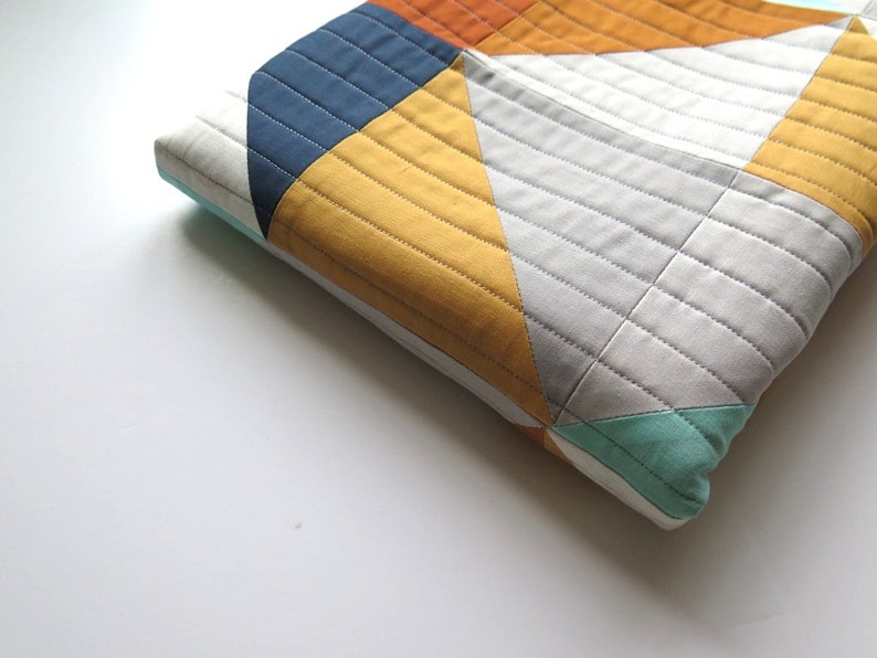 Triangles Baby Quilt Modern Geometric Toddler Blanket Gender Etsy