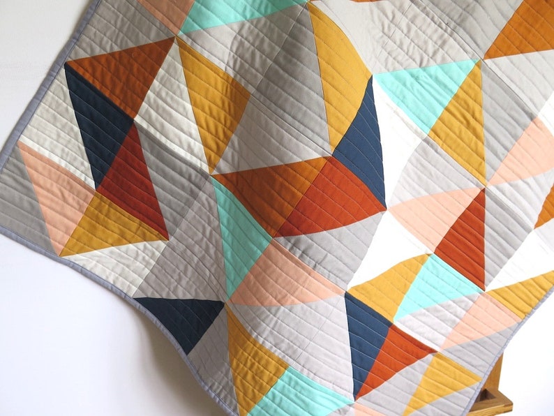 Triangles Baby Quilt Modern Geometric Toddler Blanket Gender Etsy