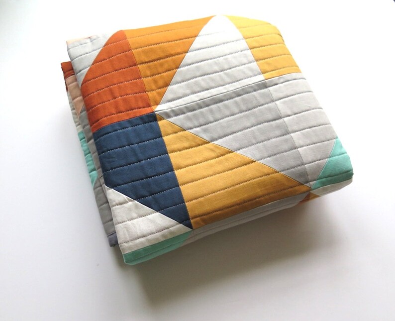 Triangles Baby Quilt Modern Geometric Toddler Blanket Gender Etsy