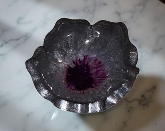 Grey Ring Dish with Purple Center