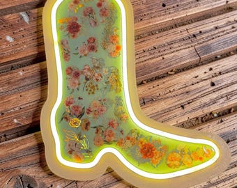 Western Cowboy Boot, Wooden Sign, Light Up Wall Decor, Batteries Included