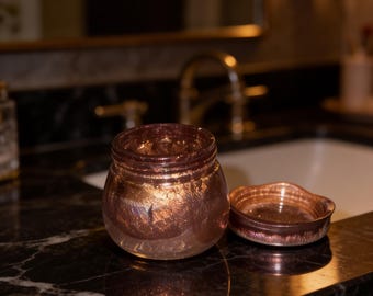 Epoxy Resin Stash Jar- Copper, Brown, & Rose Gold Swirl