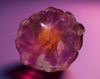 Purple Swirl Ring Dish with Yellow Center