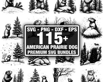 Plus de 115 chiens de prairie américains, lot de modèles uniques, téléchargement immédiat png, dxf, eps, svg