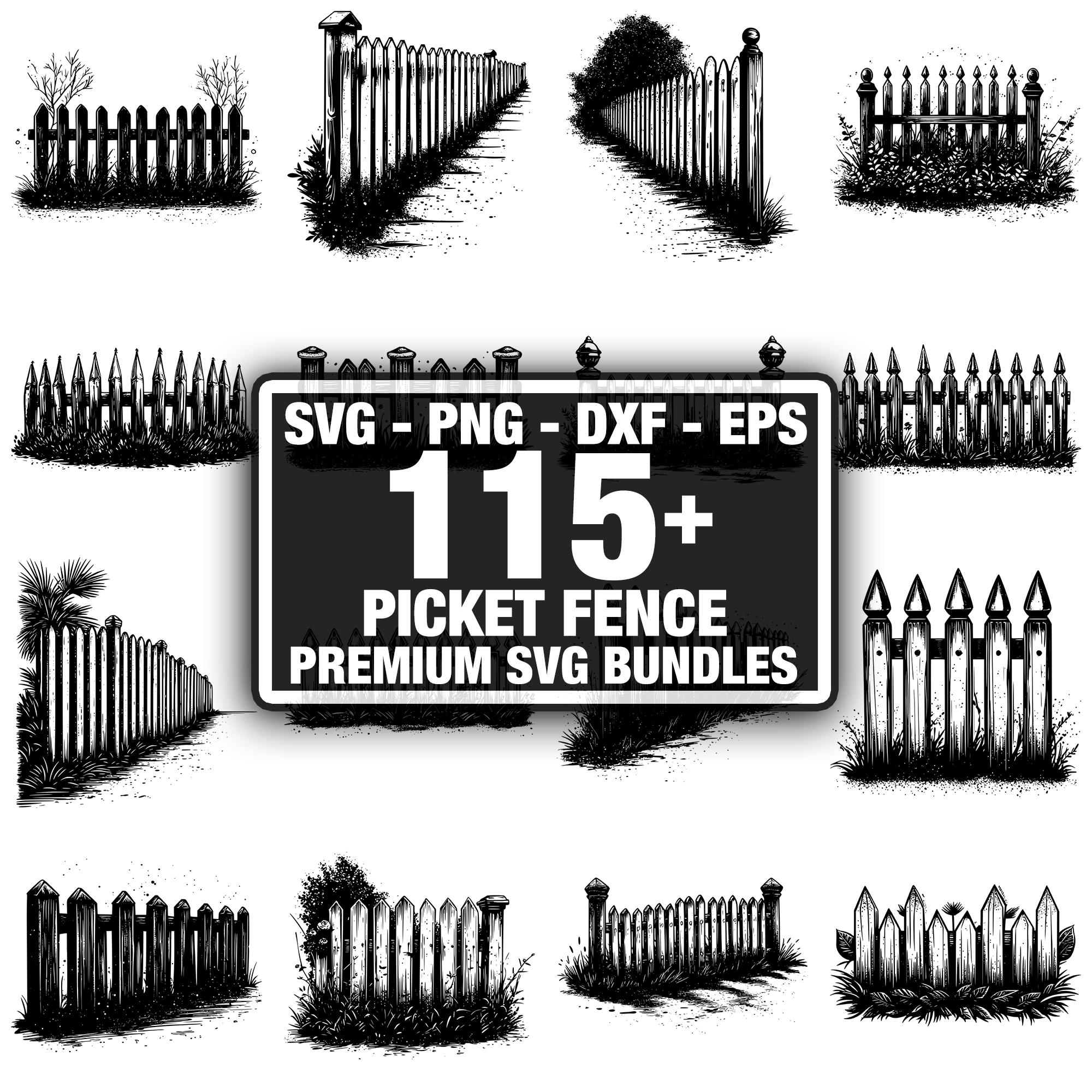 110+ Pacchetto di staccionate, staccionata da giardino in legno, download immediato png, dxf, eps, svg