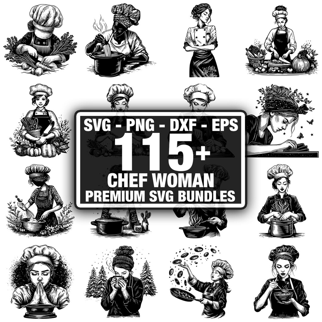 115+ Chef Woman Bundle, Cooking Character Designs, Instant Download Png ...