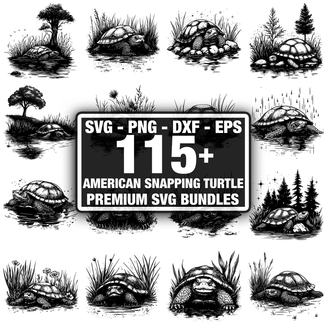 Snapper Turtle Dxf 115+ American Snapping Turtle Bundle, Unique Designs Bundle, Instant ...