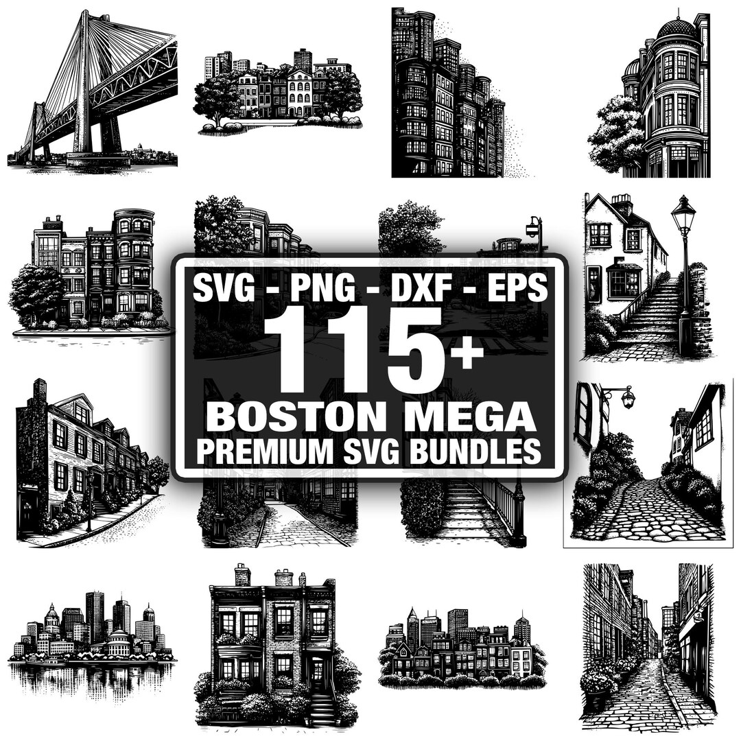 110+ Boston City Bundle, Skyline and Landmarks, Instant Download Png ...
