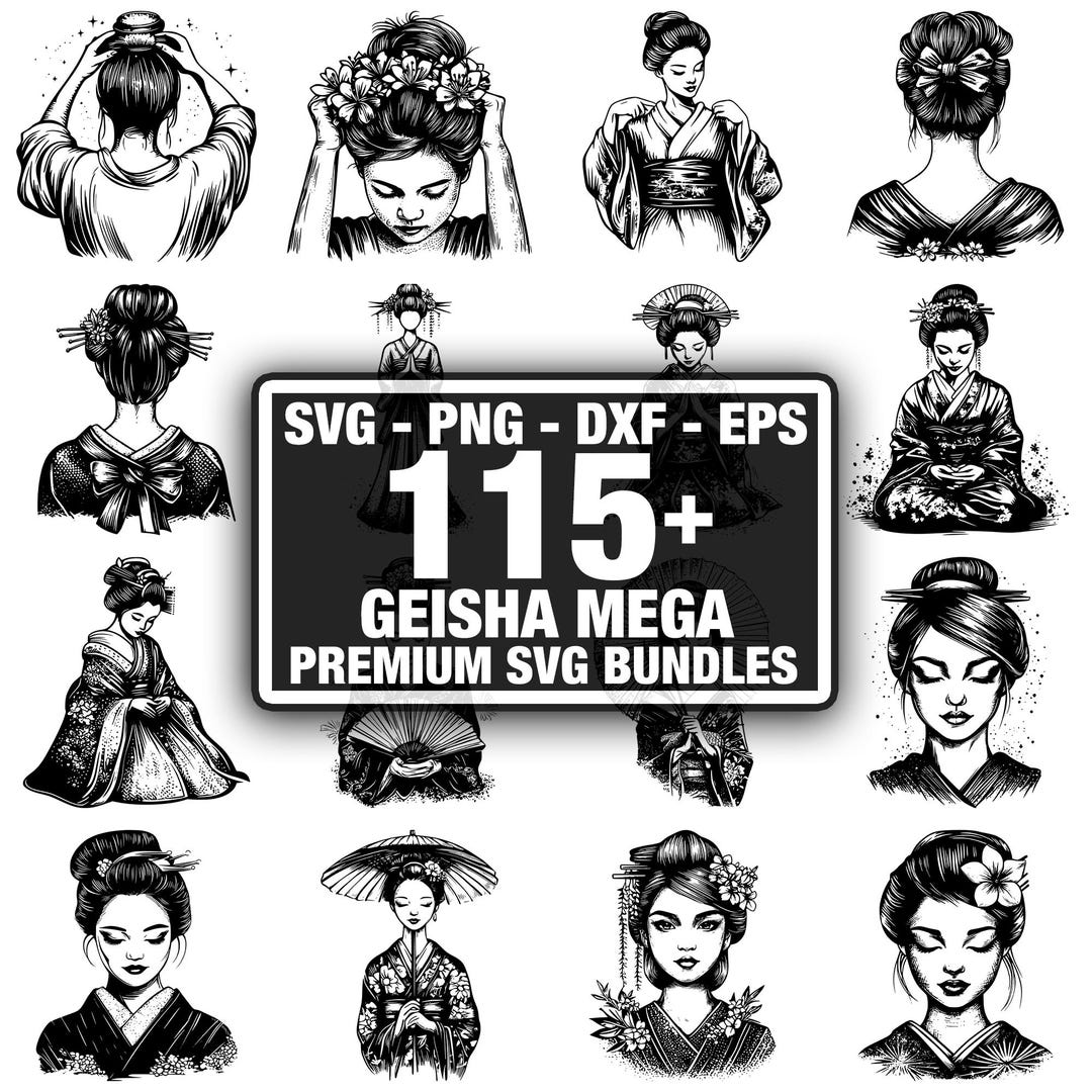 115+ Geisha Bundle, Japanese Culture Designs, Instant Download Png, Dxf ...