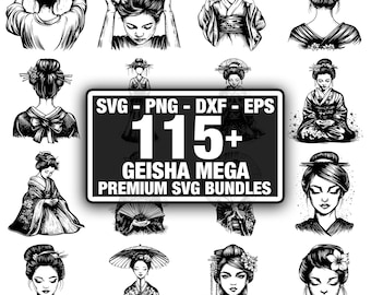 115+ Geisha Bundle, Japanese Culture Designs, Instant Download png, dxf, eps, svg
