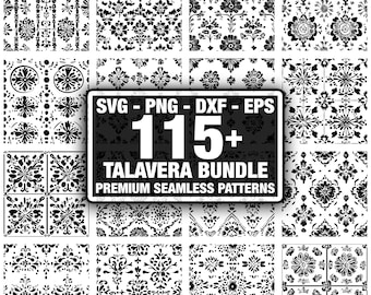 Talavera Mexican Talavera patterns, Seamless texture bundle. Instant download png, dxf, eps, svg