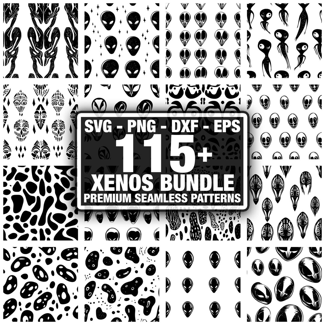 Xenos Alien Skin Patterns, Seamless Design Bundle. Instant Download Png ...