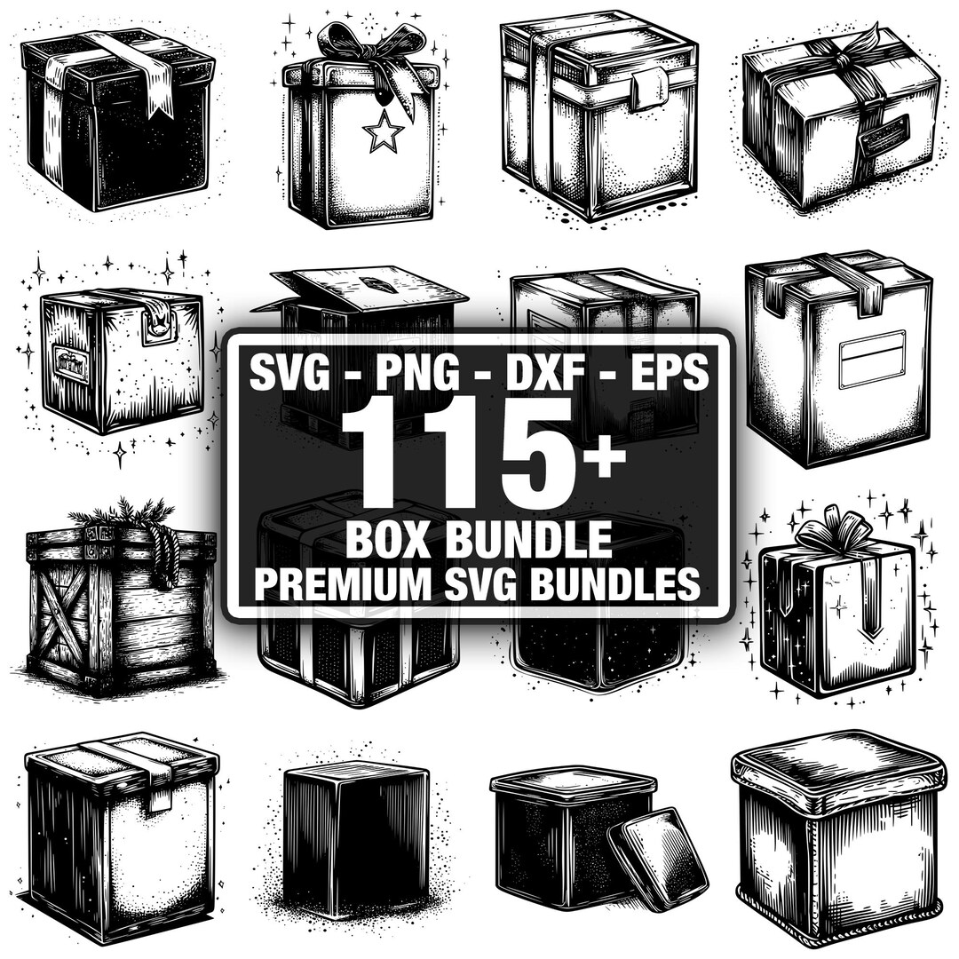 110+ Box Bundle, Gift Box Packaging Set, Instant Download Png, Dxf, Eps ...