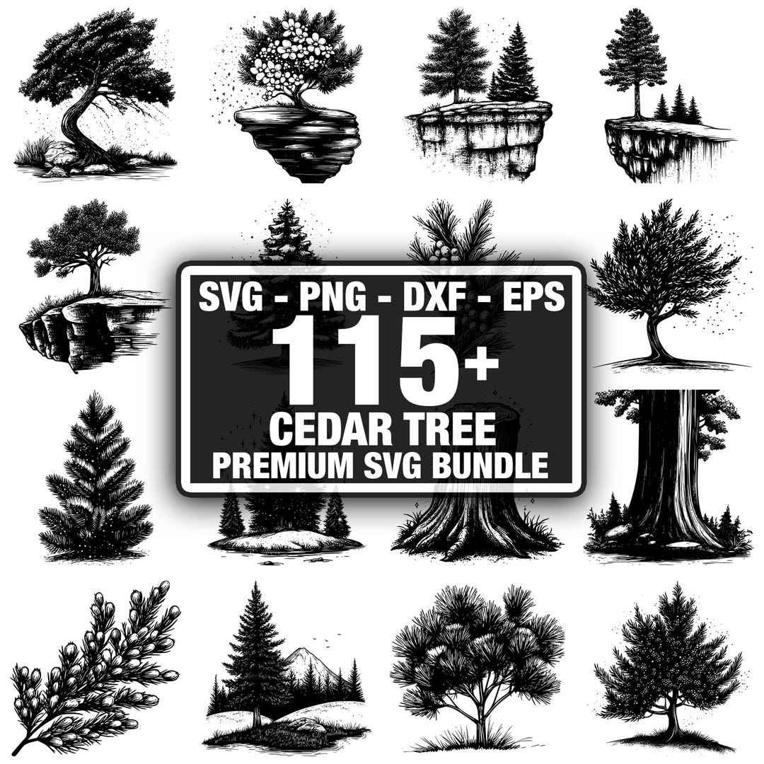 115+ Cedar Tree Bundle, Unique Designs Bundle, Instant Download Png ...