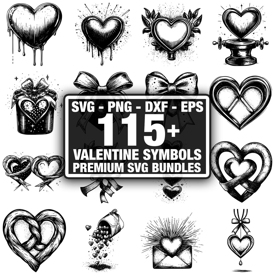 Romantic Vector Dxf 110+ Valentine Symbols Bundle, Romantic Love Symbols, Instant Download ...